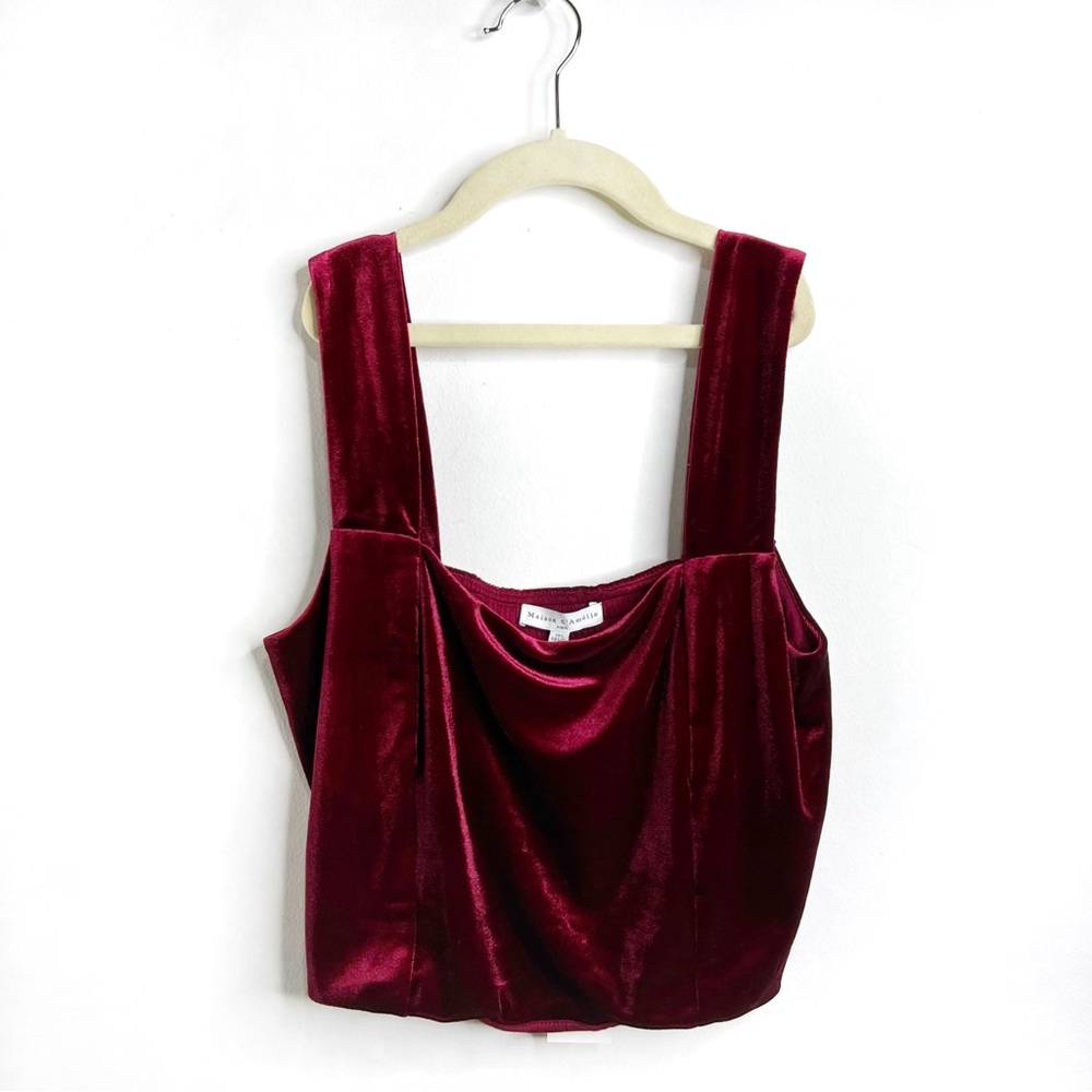 Maison d'Amélie Velour Smocked Cropped Cami Tank Top